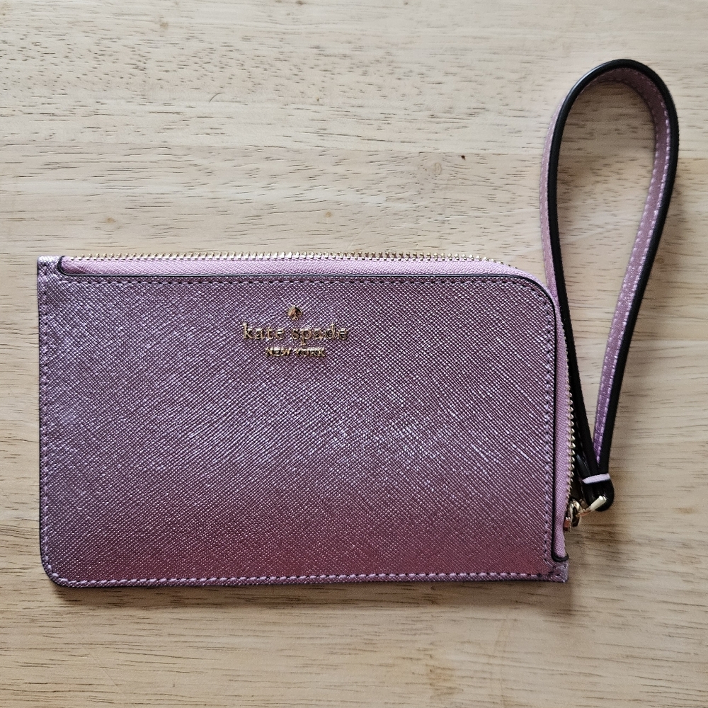 Kate Spade Lucy Metallic Small L-Zip Wristlet